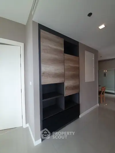 Modern interior with sleek built-in storage and minimalist design