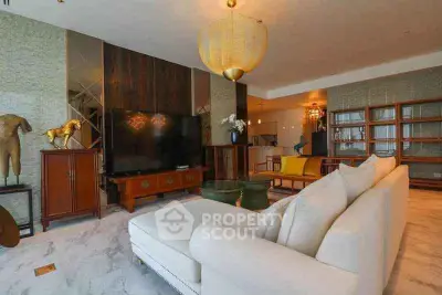 Luxurious living room with elegant decor and spacious seating area