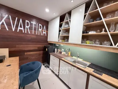 Stylish kitchen with modern open shelving and sleek design