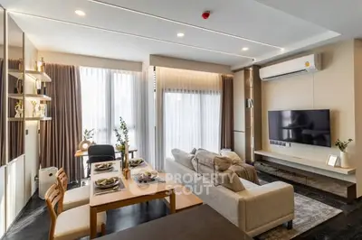 Modern living room with stylish decor and natural light