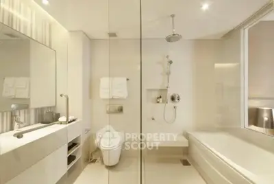 Luxurious modern bathroom with sleek fixtures and elegant design