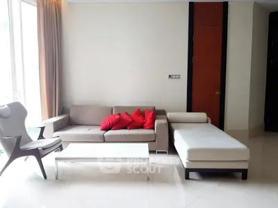 Modern living room with stylish furniture and neutral tones