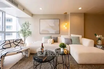 Stylish modern living room with cozy sectional sofa and chic decor