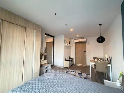 Modern bedroom with stylish decor and cozy ambiance