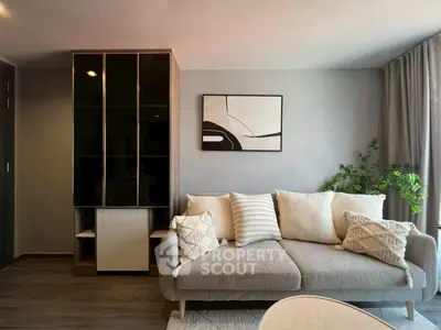 Modern living room with stylish decor and cozy sofa