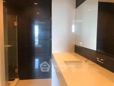 Modern bathroom with sleek design and glass shower enclosure