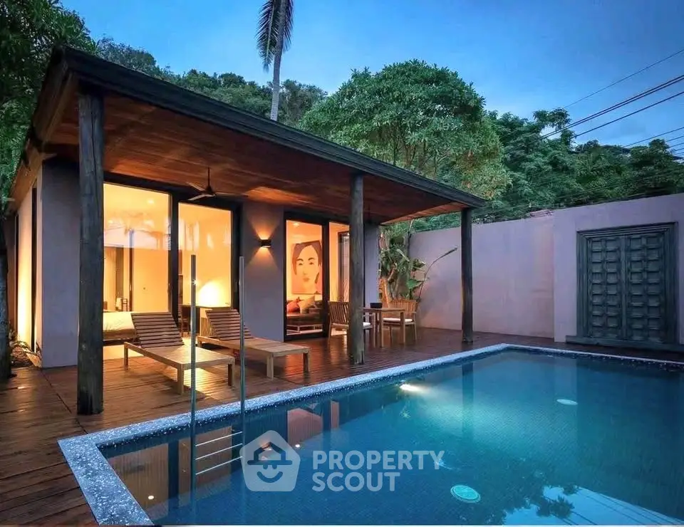 Luxurious villa with private pool and modern design in tropical setting
