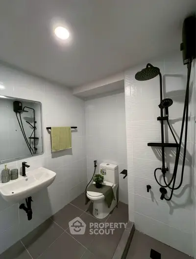 Modern bathroom with sleek fixtures and minimalist design