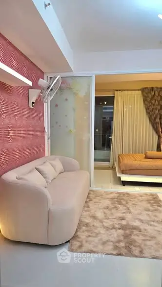 Stylish living room with modern decor and cozy seating area
