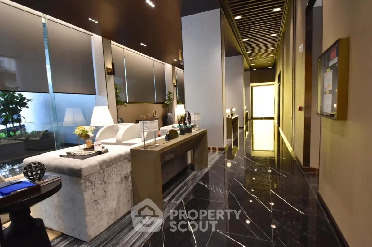 Luxurious modern living room with elegant decor and marble flooring