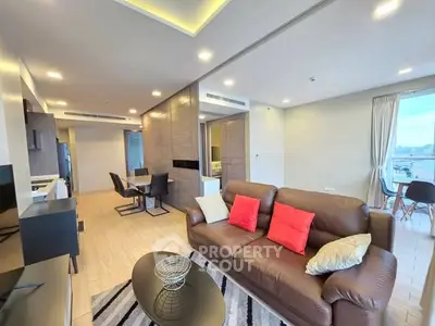 Spacious modern living room with stylish decor and open layout