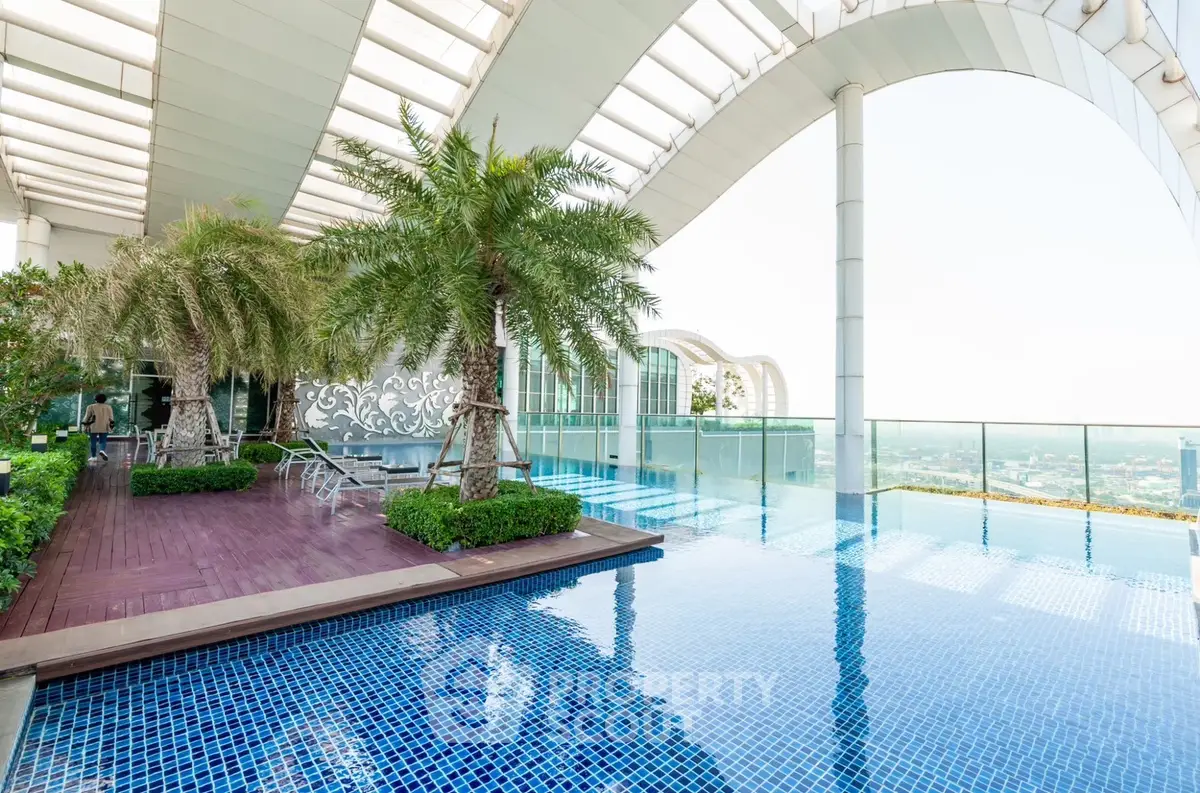 Luxurious rooftop pool with stunning city view and modern design