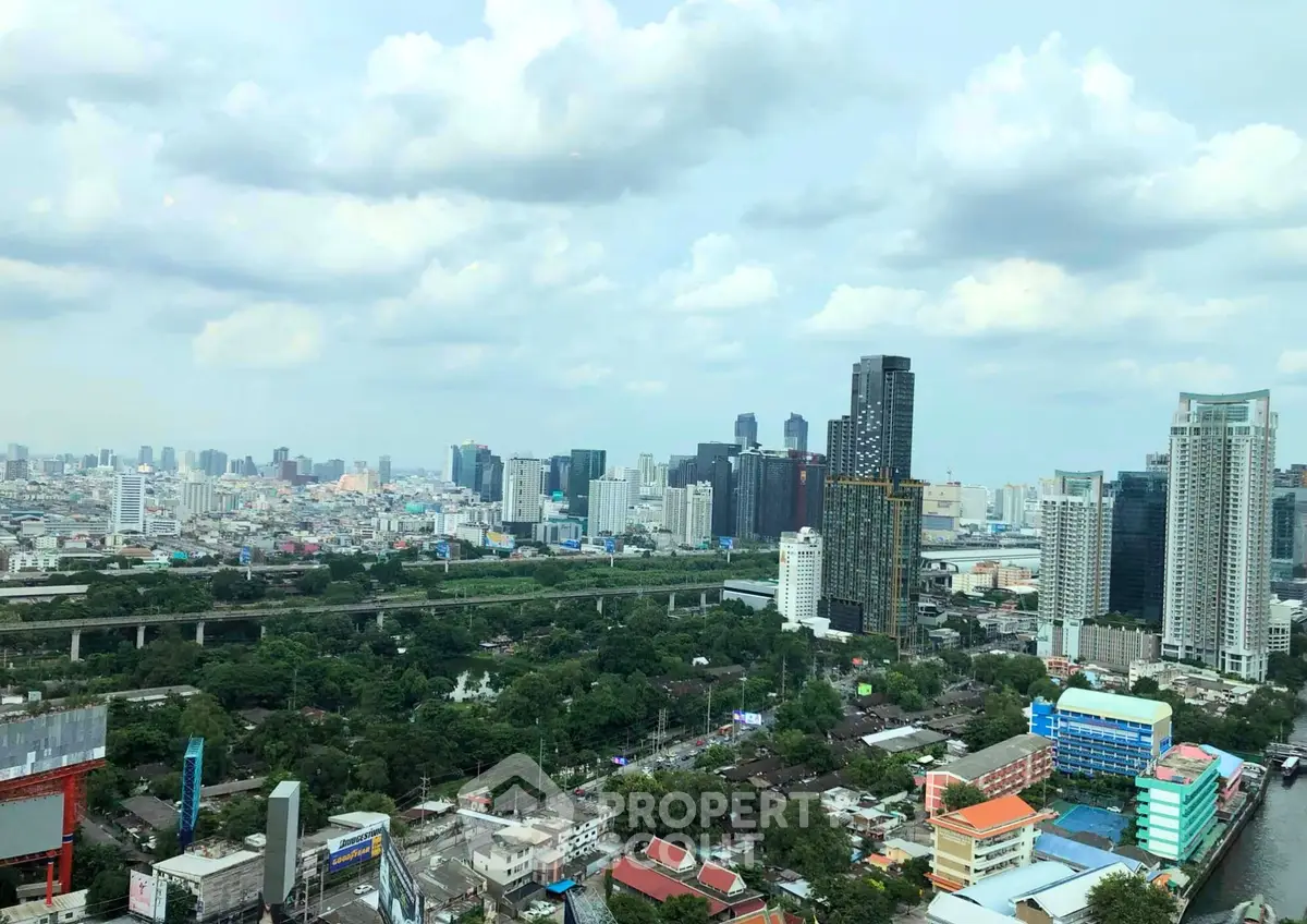 Stunning cityscape view showcasing modern skyscrapers and lush greenery, perfect for urban living enthusiasts.