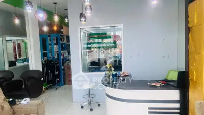 Modern salon interior with stylish decor and reception desk