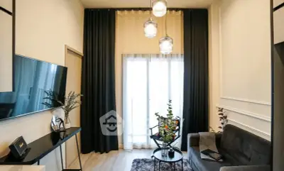 Modern living room with elegant decor and large window