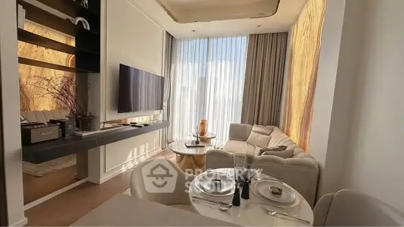 Luxurious modern living room with elegant decor and natural light