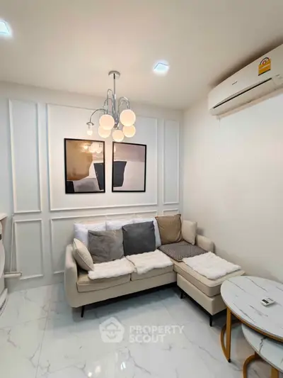 Chic modern living room with elegant decor and cozy seating area