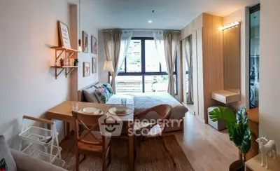 Cozy studio apartment with modern decor and natural light
