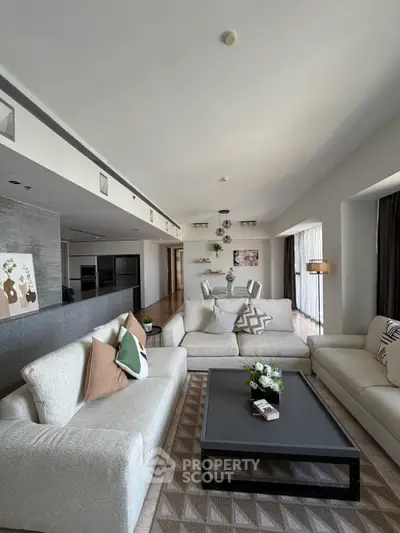 Spacious modern living room with elegant decor and open layout