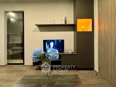 Modern living room with sleek TV unit and stylish decor