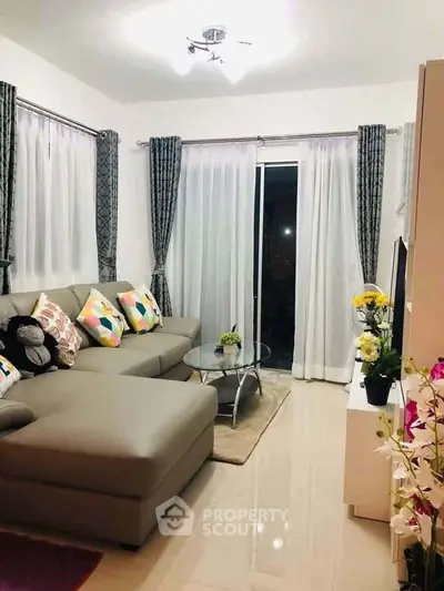 Stylish living room with modern decor and cozy sectional sofa