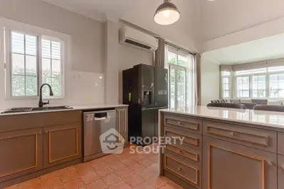 Spacious kitchen with modern appliances and open layout