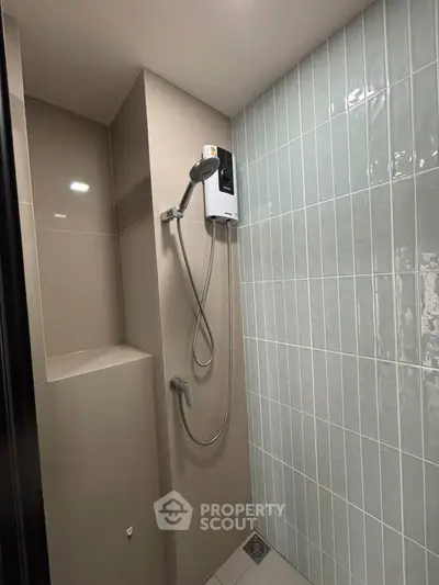 Modern bathroom with sleek shower and stylish tile design