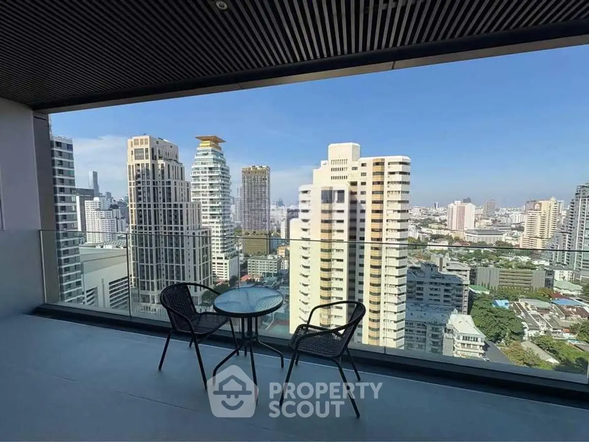 Stunning high-rise balcony with panoramic city skyline view
