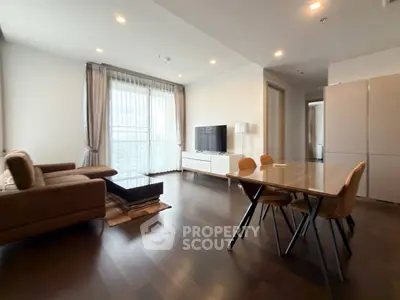 Spacious modern living room with elegant furniture and natural light