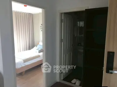 Modern bedroom with ensuite bathroom and stylish decor