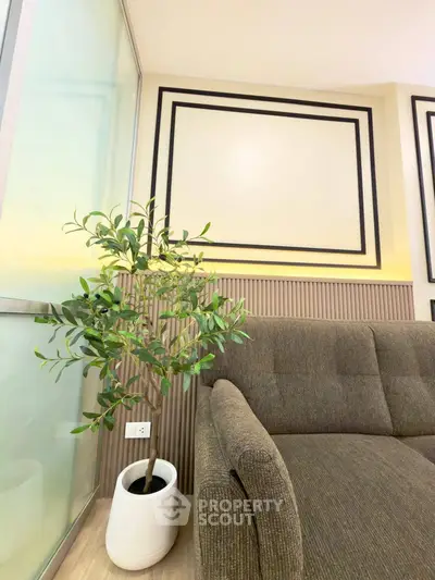 Stylish living room with modern decor and cozy sofa