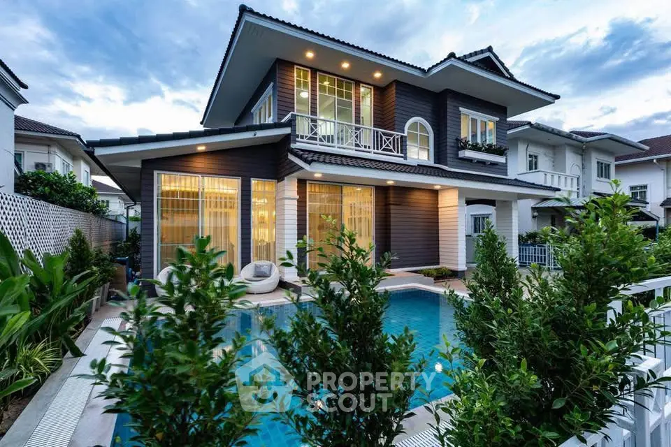 Luxurious modern villa with private pool and lush garden, perfect for serene living.