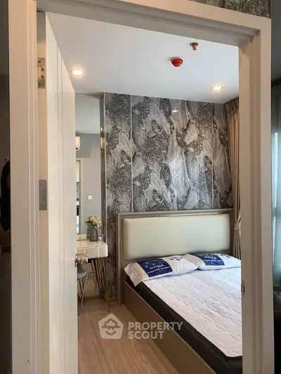 Modern bedroom with stylish decor and cozy ambiance