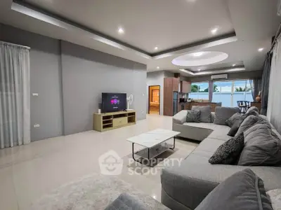 Spacious modern living room with stylish decor and open layout