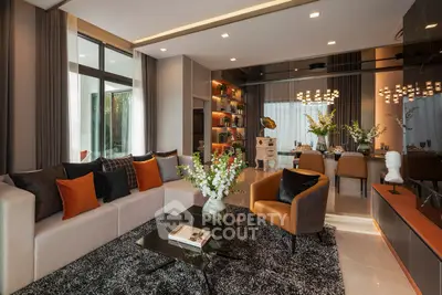 Luxurious modern living room with elegant decor and plush seating