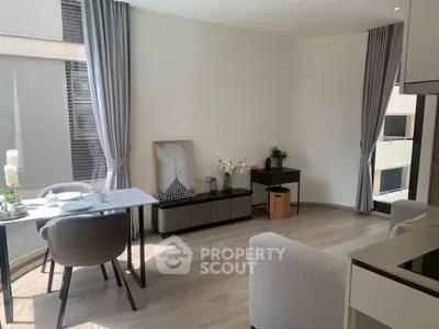 Modern living room with elegant decor and natural light