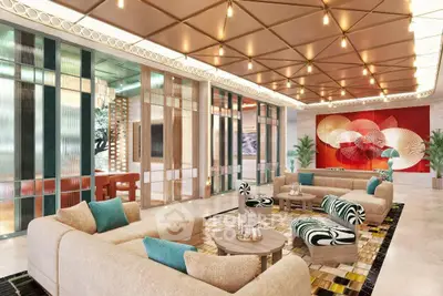 Luxurious modern living room with elegant decor and stylish furniture in a high-end property.