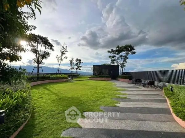Stunning rooftop garden with panoramic views and lush greenery