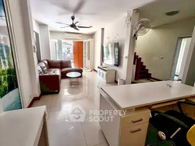Spacious modern living room with open layout and stylish furniture
