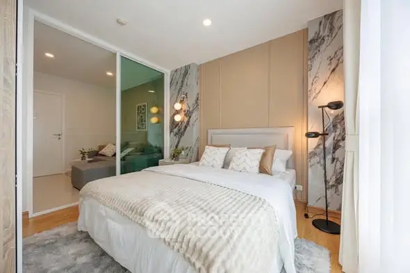 Luxurious modern bedroom with elegant decor and cozy ambiance