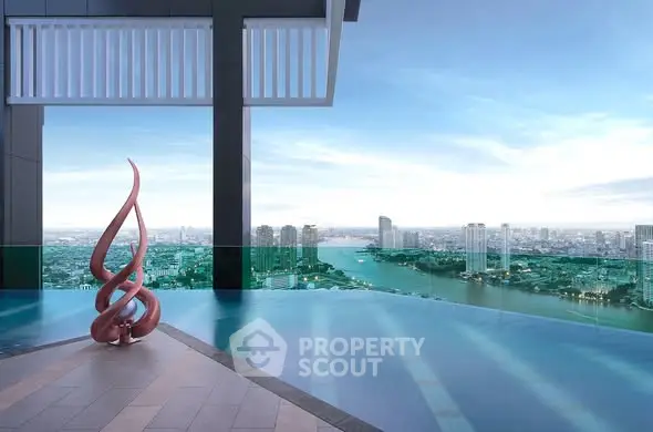 Luxurious rooftop infinity pool with stunning city and river views