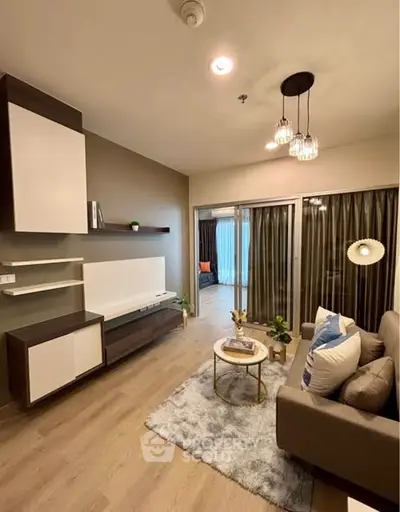 Modern living room with stylish decor and cozy ambiance