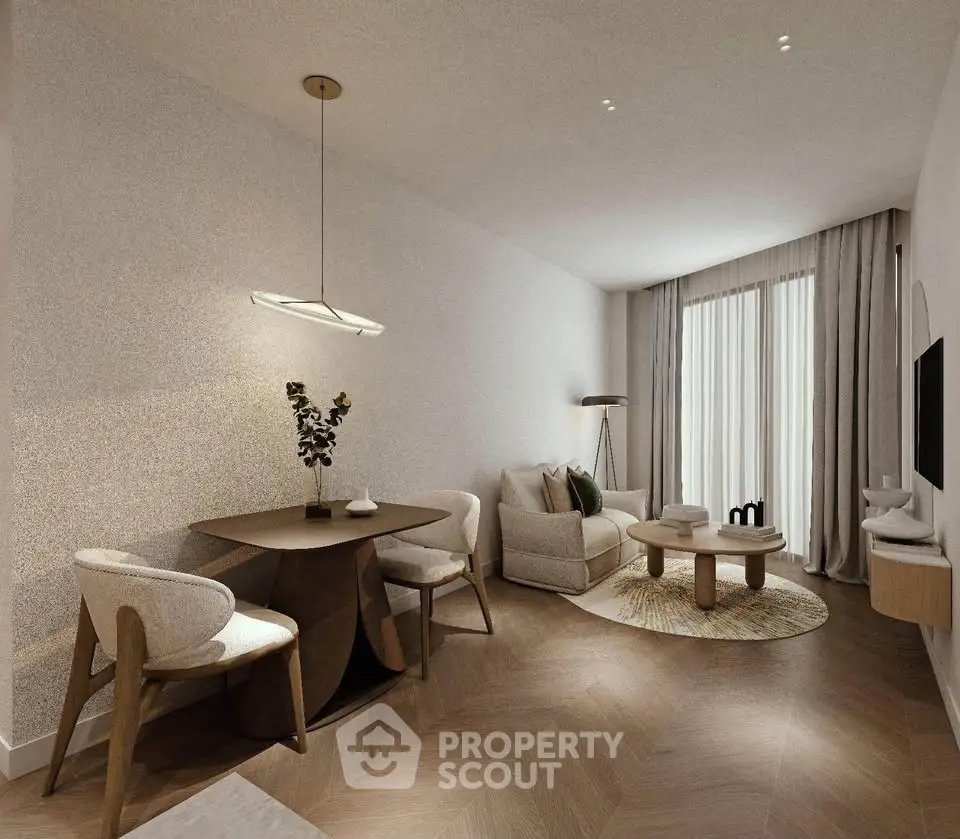 Modern living room with elegant furniture and natural light
