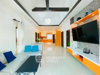 Spacious modern living room with open layout and stylish decor