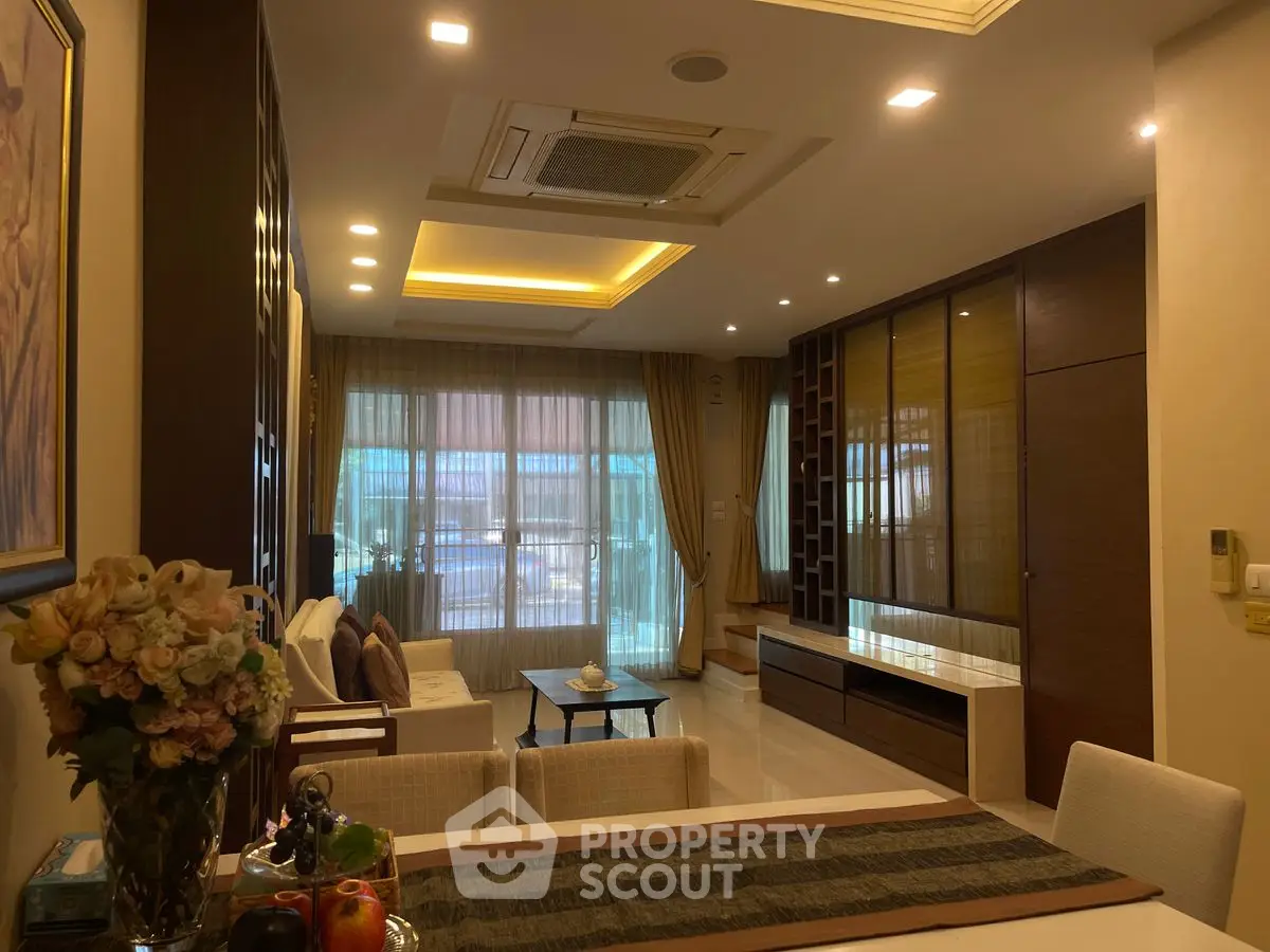Luxurious living room with elegant decor and ambient lighting