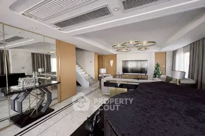 Luxurious living room with elegant decor and grand piano, perfect for entertaining.