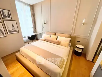 Luxurious bedroom with elegant decor and natural light