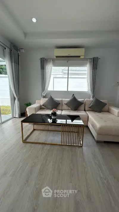 Modern living room with stylish sofa and elegant decor