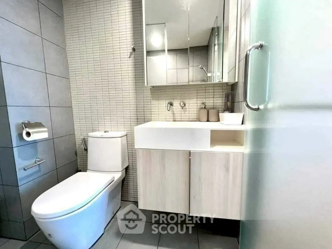 Modern bathroom with sleek fixtures and contemporary design