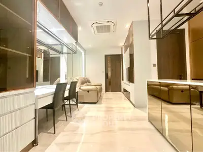 Luxurious modern living room with sleek design and elegant furnishings